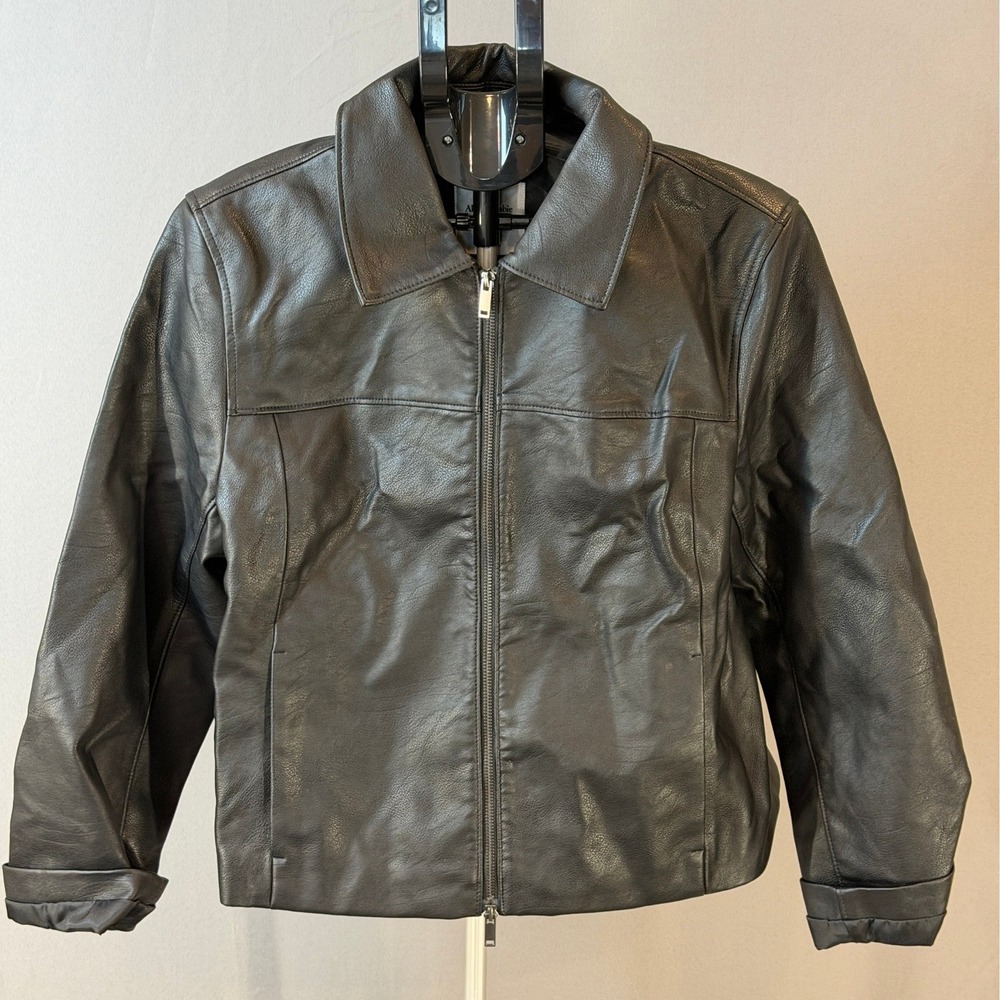 Abercrombie & Fitch Jacket Mens XL Black Vegan Leather Full Zip Collared